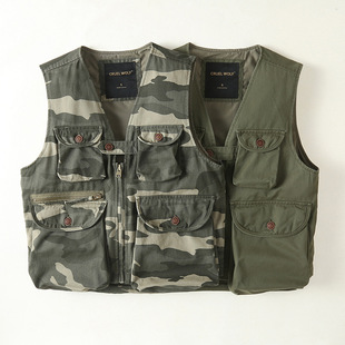 Autumn New Fishing Vest Men's Camouflage Outdoor Mountaineering Camping Multifunctional Tactical Vest Tooling Photography Vest