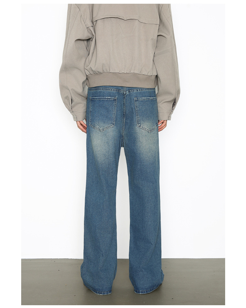 Men's Clothing Retro Washed Jeans Loose Straight Leg Trousers Men's Wide Leg Trousers Trendy Versatile In Stock_mkmklike.com