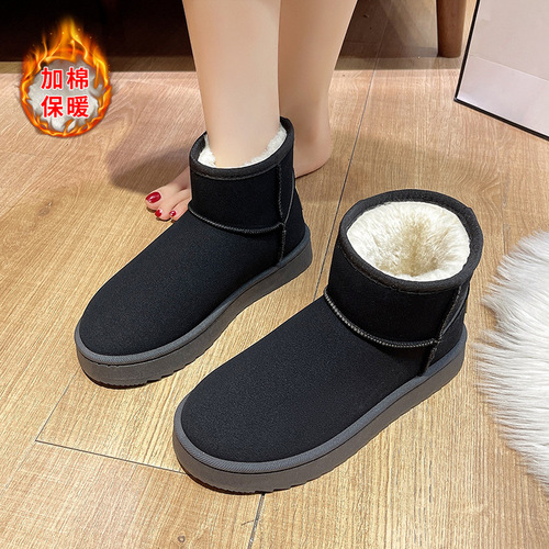 Women's cotton boots wholesale, Korean style autumn and winter velvet snow boots, women's round head slip-on warm boots, round head light in stock