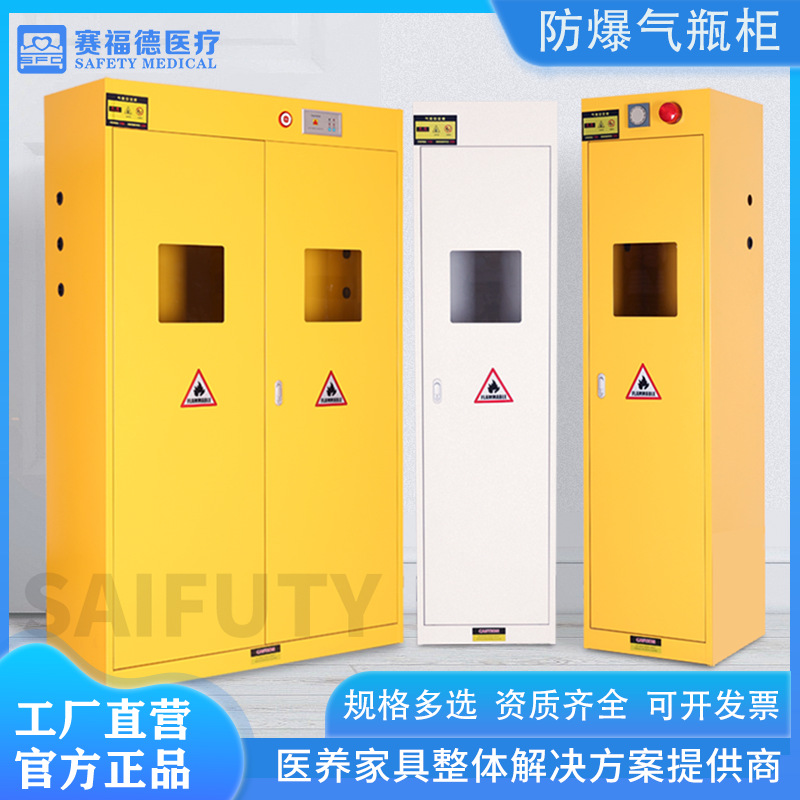 全钢防爆气瓶柜实验室乙炔氧气液化气储存柜双瓶三瓶安全柜带报警