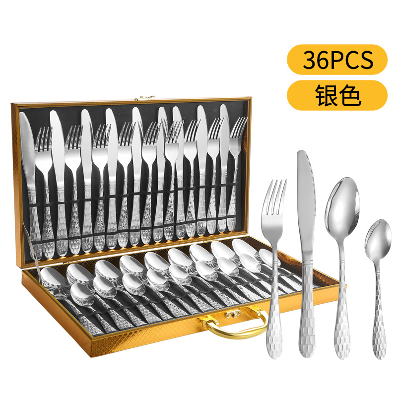 Fuente transfronteriza de cubiertos de acero inoxidable cuchillo y tenedor cuchara set cubiertos de agua set 24 / 36 / 48 piezas set caja de regalo set
