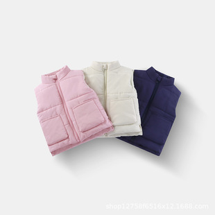 Children's Vest Autumn and Winter Cross-Border Special Supply for Boys and Girls Thickeneded Warm and Stylish Simple down Cotton Vest for Outer Wear