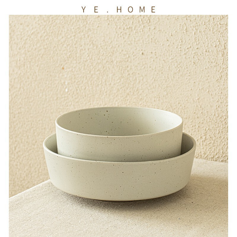 Simple rustic ceramic bowl matte sesame glazed bowl fruit salad bowl solid color dish bowl household tableware wholesale