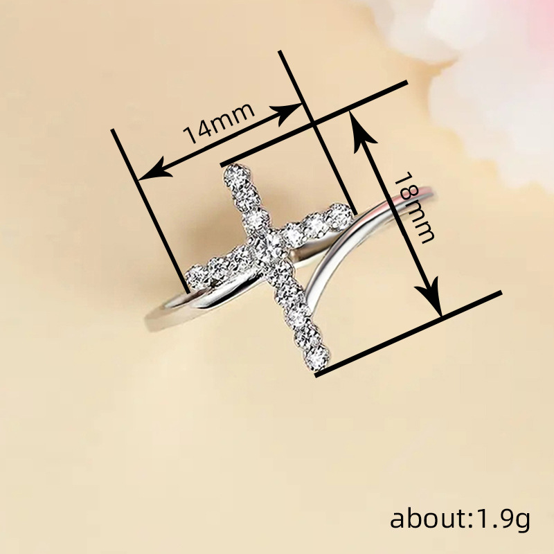 5g Weight Zircon Inlay Material Wholesale Jewelry Modern Style Classic Style Cross Copper Zircon Rings