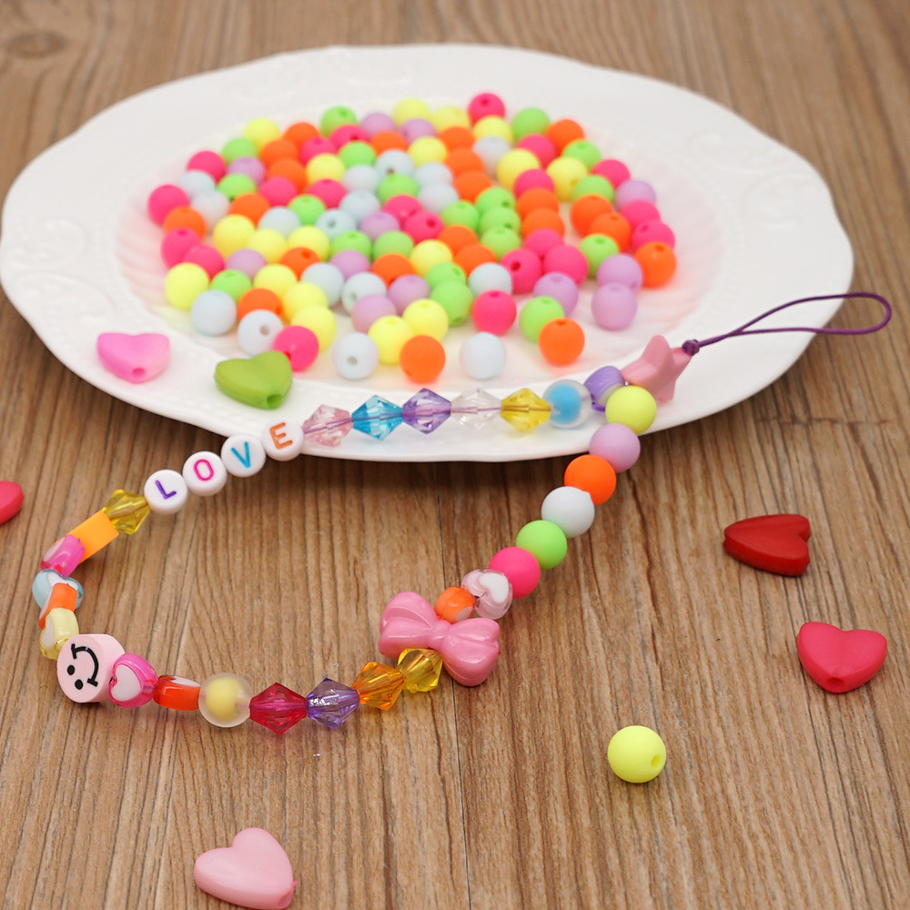 Love acrylic crystal beads soft pottery smiley face LOVE letter short mobile phone lanyardpicture4