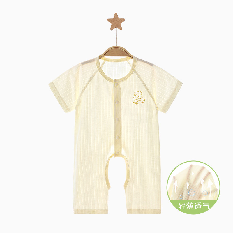 Ropa de bebé de una pieza, ropa de verano para recién nacidos, hombres y mujeres, pantalones delgados de manga corta, mampara de entrepierna abierta, ropa de verano para bebés image 8