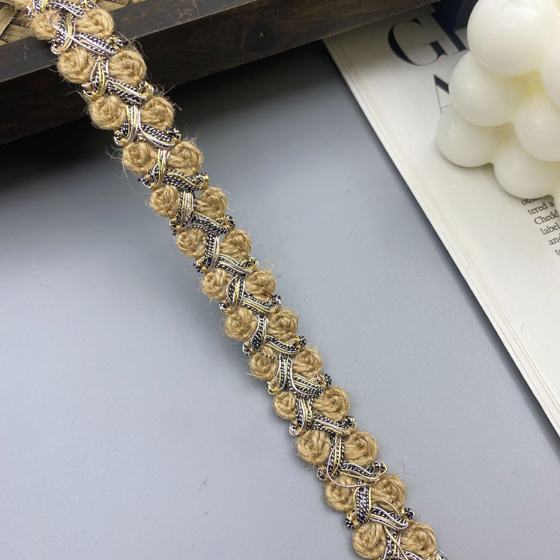 Otoño e invierno nuevo estilo fragancia pequeña cáñamo algodón encaje tejido bricolaje ropa adecuada puños falda accesorios de sombrero