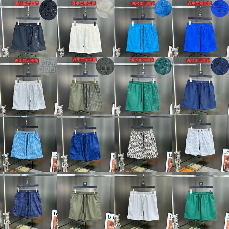 Cross-Border Foreign Trade Wholesale Summer Men's Trendy Beach Shorts Seaside Swimming Quick-Dry Double F Letter Casual Sports Pants
