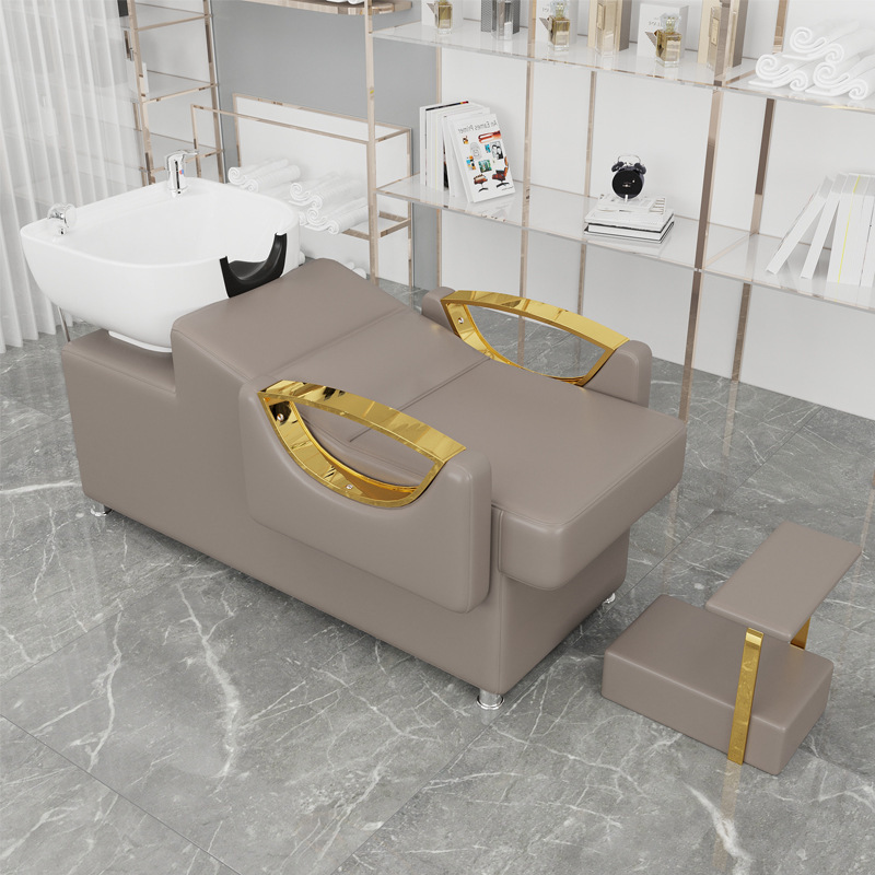 Nueva venta directa de fábrica, peluquería, cama de champú, peluquería semi-reclinada, cama de descarga, tienda de moda de celebridades de Internet, peluquería