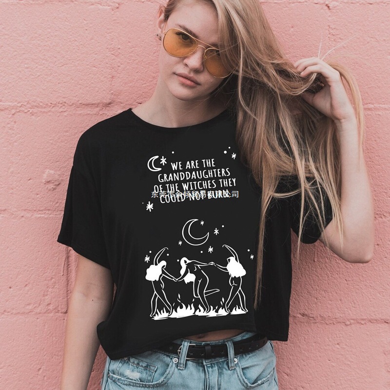 We Are the Granddaughters of Witches They Can'T Burn Them t Shirt Aesthetic Three Women Dancing in Fire Witch t Shirt