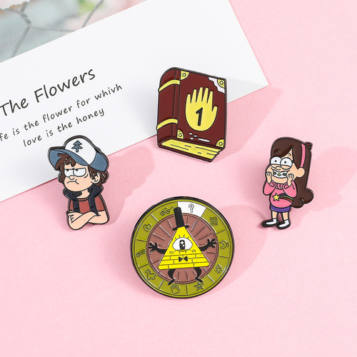 AliExpress cross-border new product Funny Town Series Brooch Cartoon Funny Girl Book Shape Painted Metal