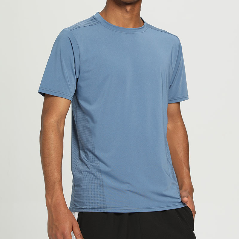 Transfronterizo de nylon de secado rápido camiseta de los hombres sueltos corriendo ropa de secado rápido cuello redondo sudor-absorbente transpirable fitness deportes de manga corta verano