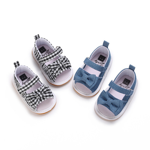 Summer 0-1 year old male and female baby striped sandals rubber sole non-slip baby toddler shoes