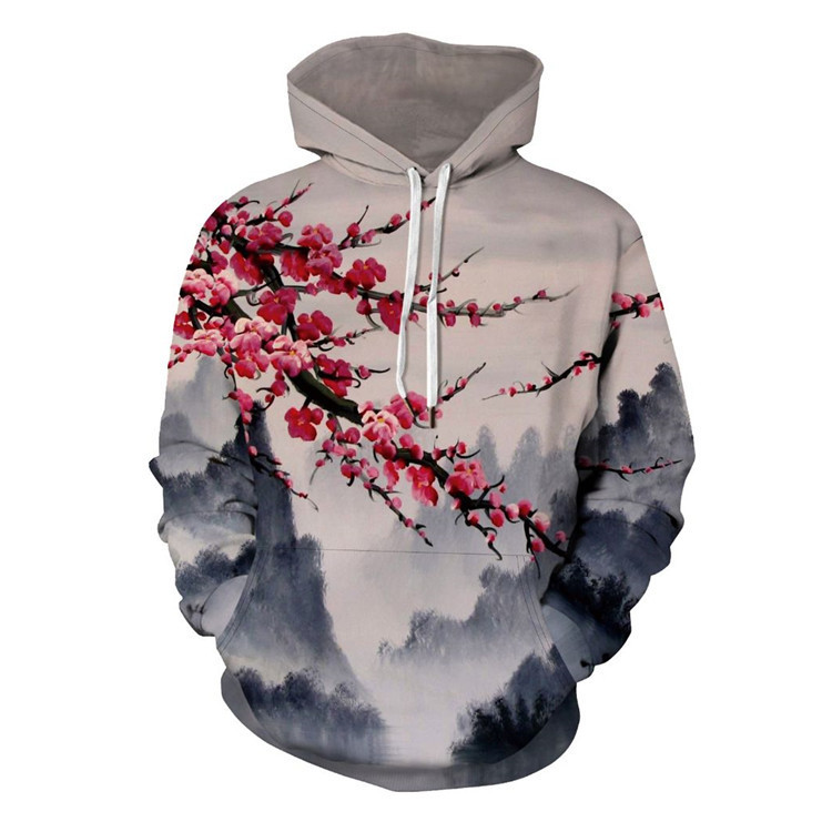 2022 European and American fashion antique sweater 3d digital printing pattern adult men's and women's hooded coat factory outlet