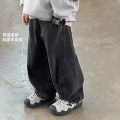 男童黑色牛仔裤2025春秋季新款儿童宽松长裤帅气休闲裤子男孩潮款