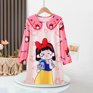 Girls' Nightdress Wholesale Children's Nightdress Home Clothes Long Sleeve Thin Air-conditioning Clothes Cute Super Cute Nightdress