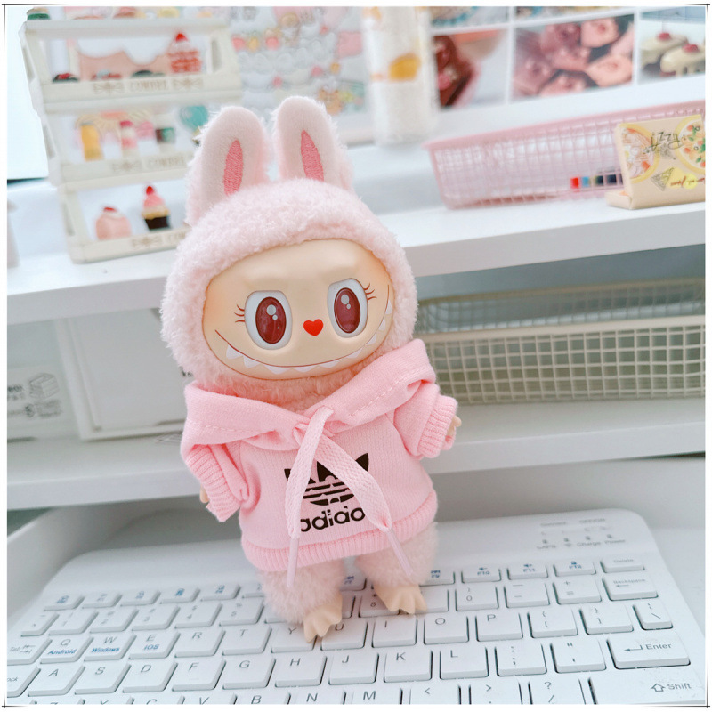 labubu ベビー服 Labubu 第一世代第二世代第三世代 10 センチメートル綿人形黒と白グレートレンディなスウェットシャツパーカーパンツ|undefined