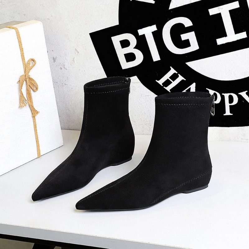 6383-2 Korean Style Fashionable Simple Low-heeled Women's Boots Low-heeled Wedge Heel Inner Heightening Pointed Toe Slim Suede Ankle Boots 6383-2 Korean Style Fashionable Simple Low-heeled Women's Boots Low-heeled Wedge Heel Inner Heightening Pointed Toe Slim Suede Ankle Boots