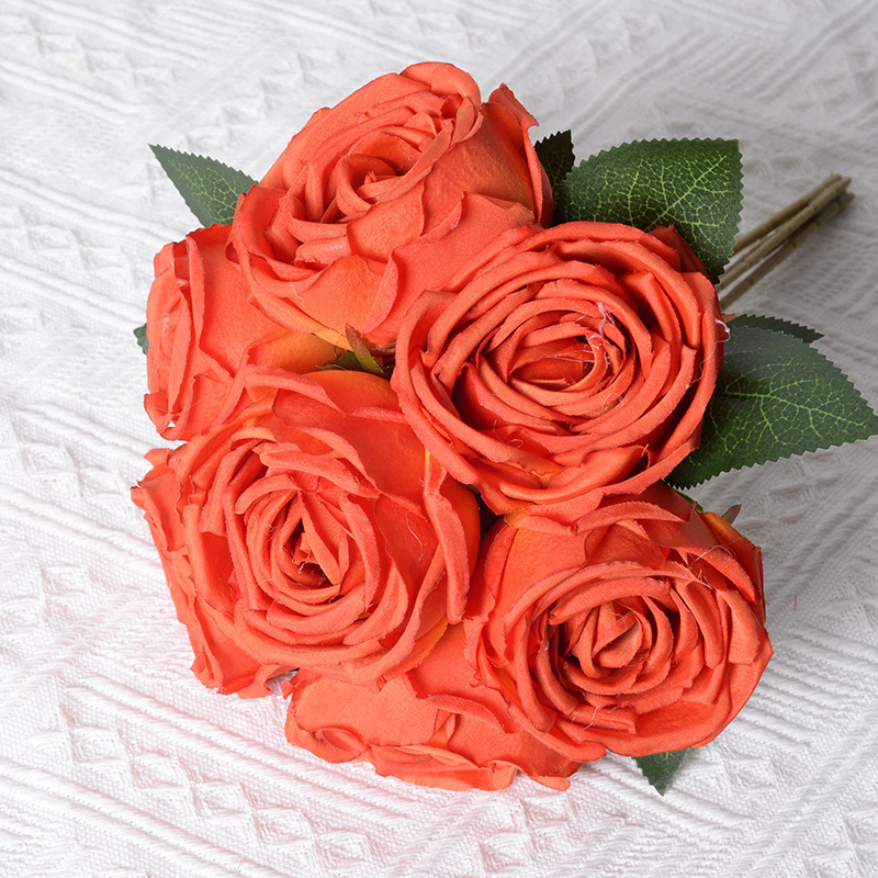 Rosa artificial 7-cabeza imperial concubina Rosa sosteniendo Flor de estilo europeo Flor de seda boda Hotel sala de estar decoración transfronteriza al por mayor