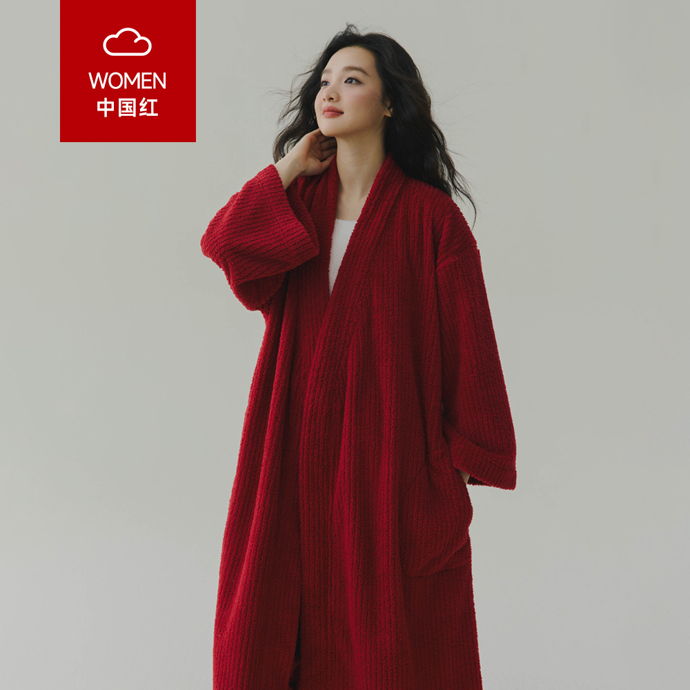 Woman in red nightgown