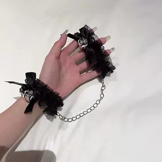 禁欲系性感蕾丝手铐铃铛手环脚环 纯欲脚链腿链手拷情侣情趣道具