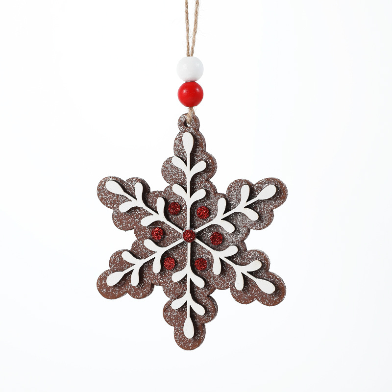 Colgante de madera transfronteriza pan de jengibre colgante decoración del árbol de Navidad colgante donut colgante atmósfera suministros de diseño stock