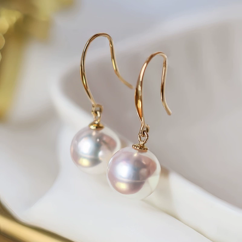 18-каратное золото, новые серьги с пресноводным жемчугом, корейский стиль, персонализированные модные жемчужные крючки для ушей, женские праздничные подарки, оптовая продажа