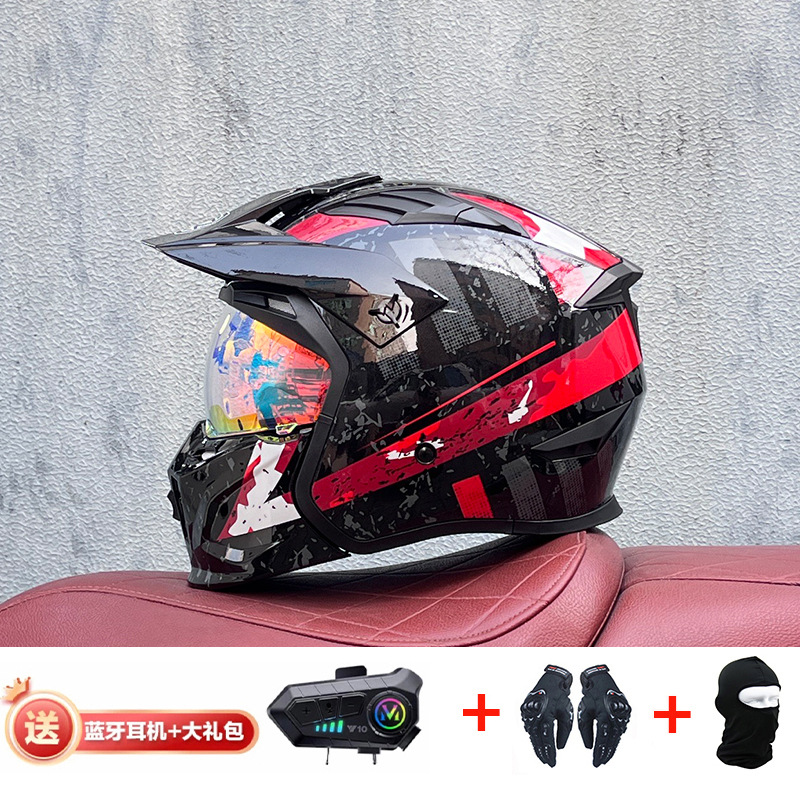 La motocicleta Orz Street Fighter se puede instalar con un casco Bluetooth para hombres y mujeres, un casco completo, una locomotora de cuatro estaciones, un casco combinado 3C extraíble retro
