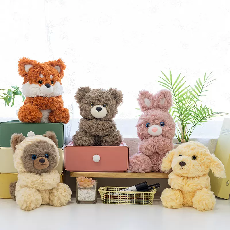 抖音新款桌伴仿真动物系列兔子金毛狐狸毛绒玩偶公仔可爱礼物现货