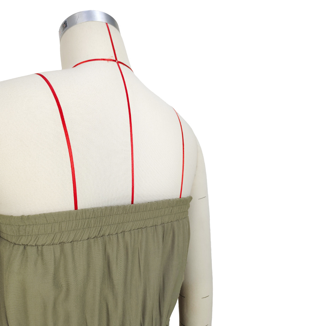 Women Clothing Sexy Comfortable Solid Color Chest Wrapped Organ Pocket Jumpsuit