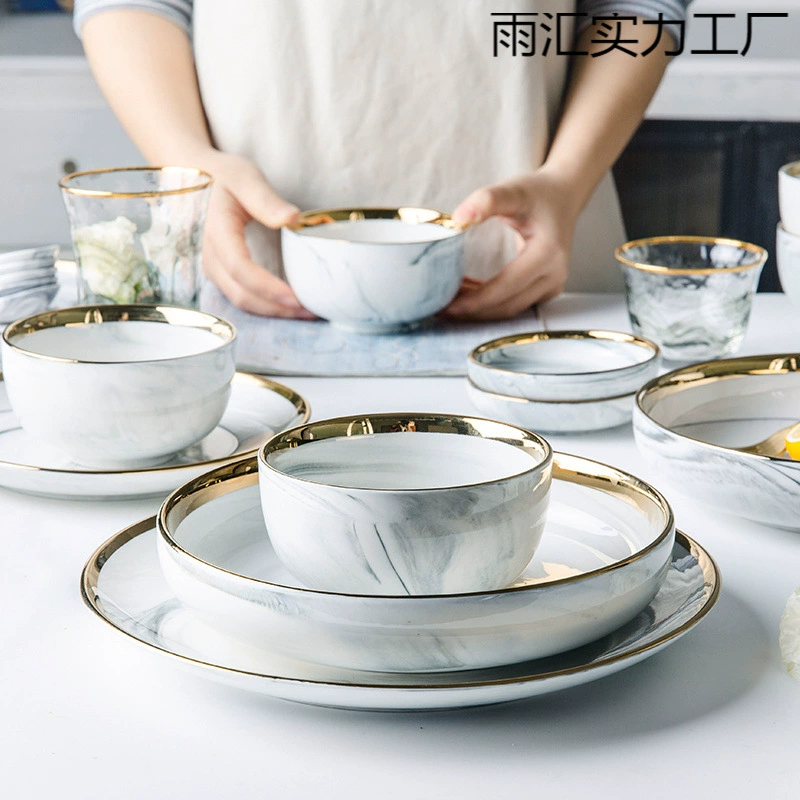 Скандинавская посуда, мраморный творческий набор, Ceramic подарочная коробка для дома, стиль светлая роскошь