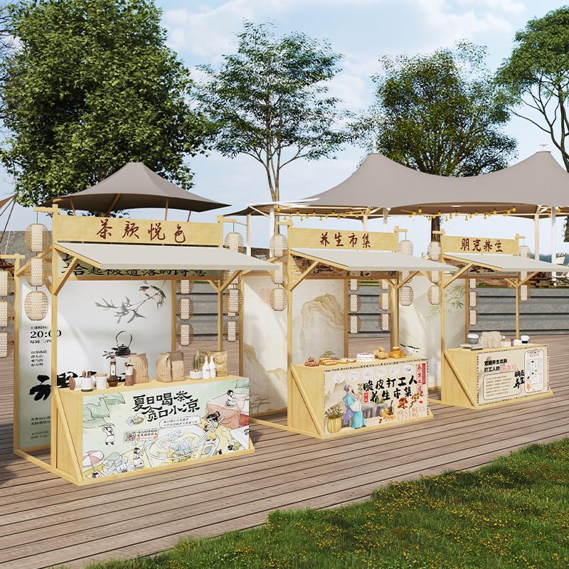 古风展示架夜市美食街小吃摊架大型夜市摆摊架户外可移动网红集市