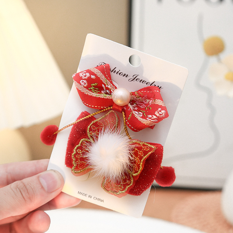Niños nuevos clips para el cabello de gatos niñas lindos tocadillos rojos en línea frente rotura clips para el cabello de bebé joyería para el cabello de pestaña