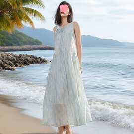 年夏季新款轻熟法式风无袖连衣裙女小众款宽松显瘦通勤气质裙