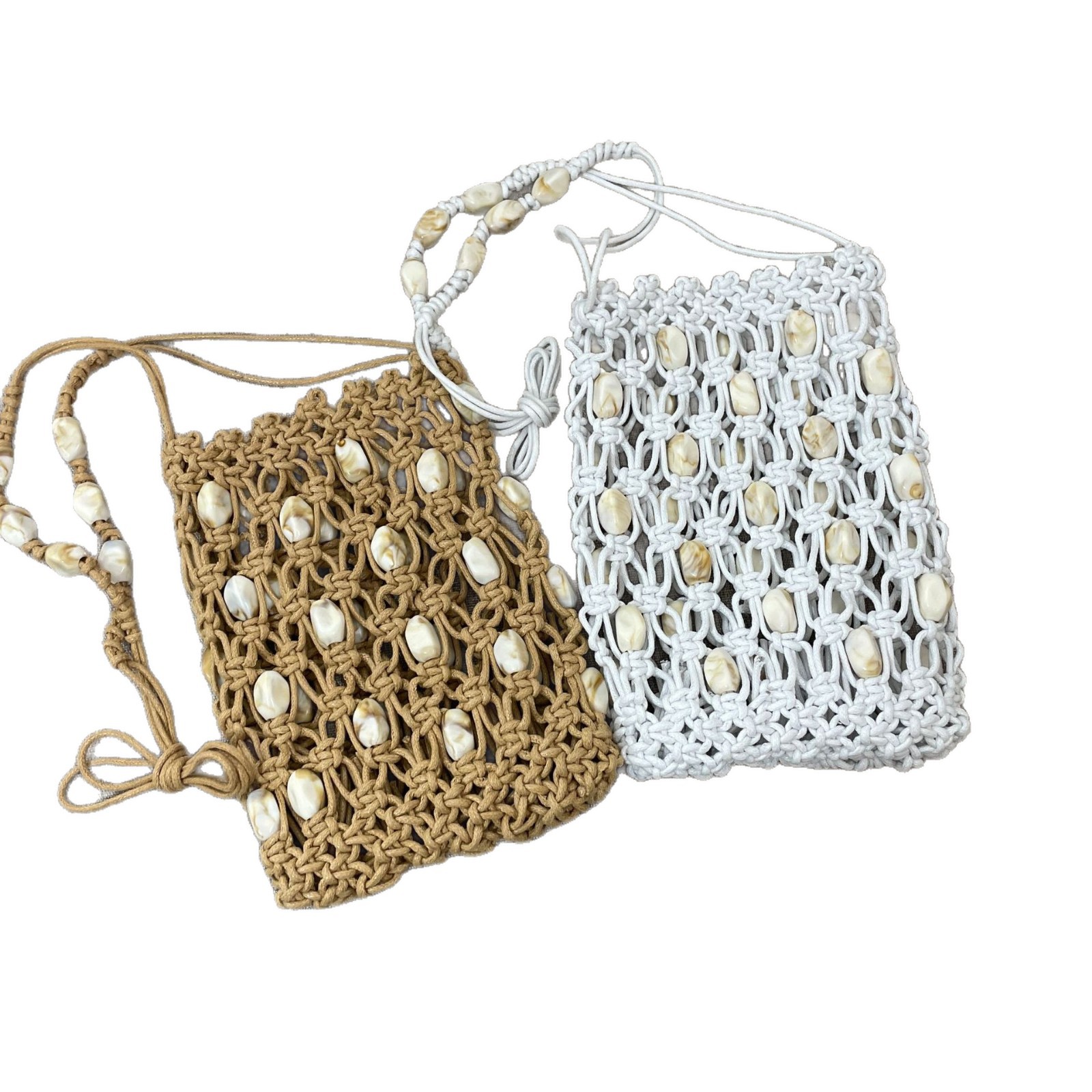 Summer New Bohemian Beaded Wax Rope Phone Bag Luxury Niche Crossbody Bag Versatile Vacation Shoulder Bag For Women - Thumbnail 5