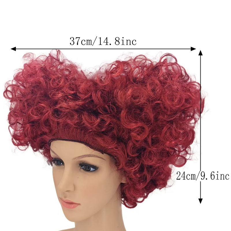 Halloween Alice in Wonderland Children's Vintage Red Queen of Hearts Cosplay Heart-Shaped Red Party Wig Halloween Alice in Wonderland Children's Vintage Red Queen of Hearts Cosplay Heart-Shaped Red Party Wig