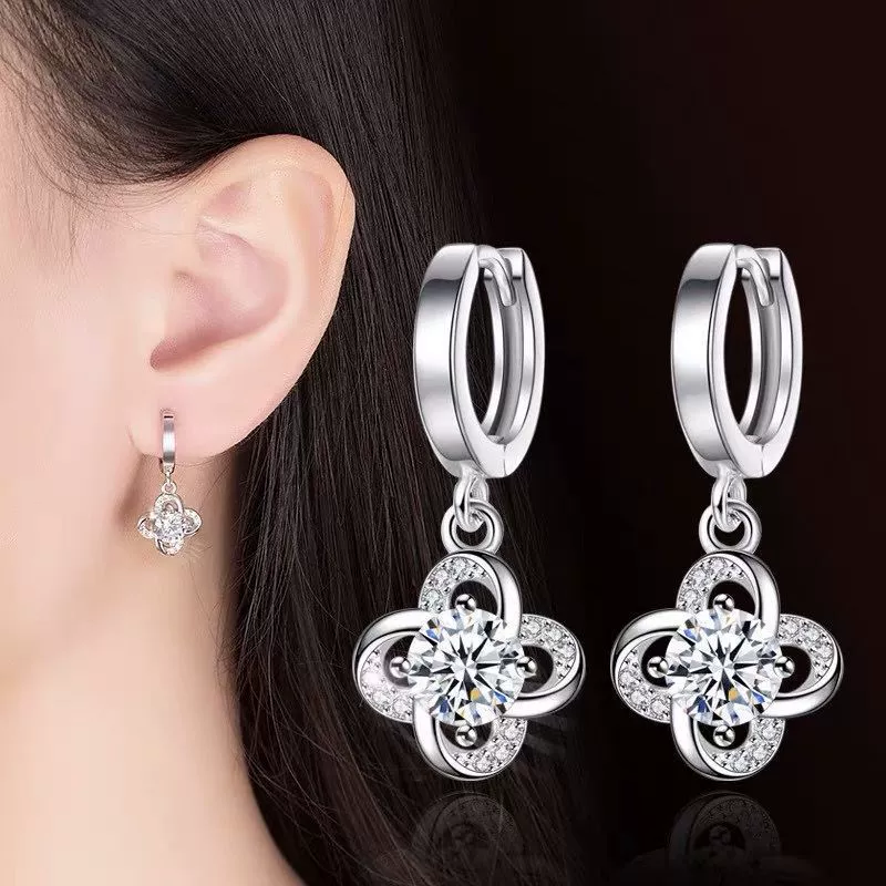 Silver earrings, accessory, simple and elegant design