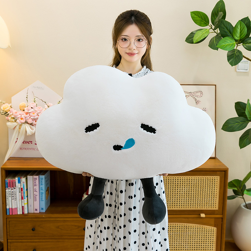 New creative mood cloud plush pillow, cute cloud sleeping companion toy, no worries, no unhappiness pillow
