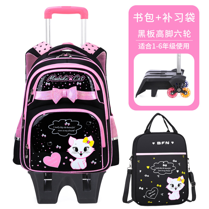 Mochila de tirón desmontable para estudiantes de escuela primaria de 2 a 6 grados, mochila de hombro impermeable para niños de escalada