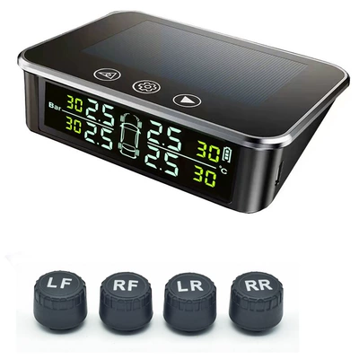 Solar tire pressure monitoring wireless tire pressure TPMS tire pressure RV SUV tire pressure car tire pressure gauge (Tire pressure monitoring system) - color-screen-external