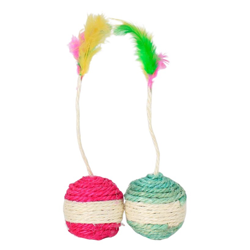 Pipitao 6,5 cm sisal colorido pluma shuttlecock bola gato molar molienda garra colorido pluma anillo cuentas gato juguete