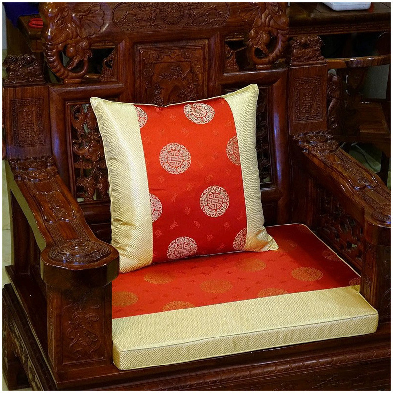 Customized Mahogany Sofa Cushion Sponge High-Density Non-Slip Chinese-Style Circle Chair Cushion Tea Chair Cushion Bayonet Seat Thickeneding