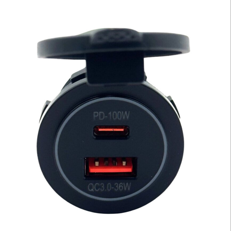 100W Pd 36W USB Qc3.0 Fast Charging 12-24V Car Motorcycle New 2-Port Dual Fast Charger Us