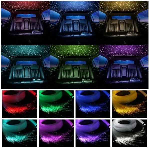 Car Ceiling Modification with Meteor and Starry Sky Fiber Optic Lights, Remote Control, Mobile App Control, Voice Control, Starry Sky Ceiling
