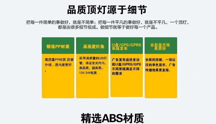 Taxi roof light LED display, driving school exam vehicle, double-sided display, LED color screen, color scrolling