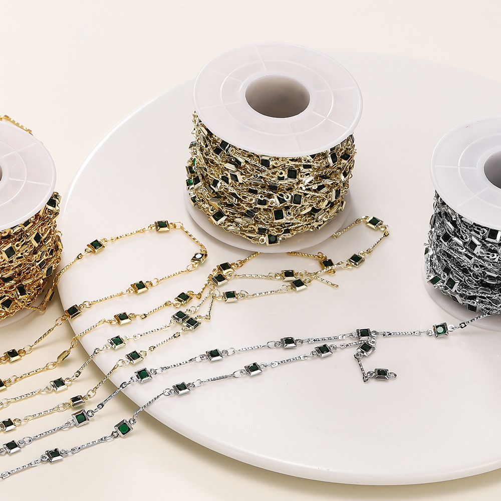 20g Weight Chain Jewelry Making Type Diameter 4.5mm Jewelry Making Size Zircon Inlay Material DIY Jewelry Accessories Classification One Meter Quantity Copper Material Geometric Pattern Plating Design Simple Style Style One Meter Copper Zircon  Diameter 4.5mm Jewelry Accessories Chain 无