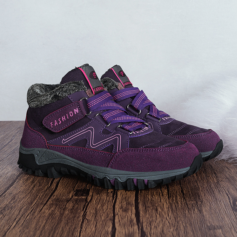 Gruesas botas de nieve cálidas zapatos de algodón con forro polar de invierno para mujer zapatos casuales ligeros resistentes al desgaste zapatos al aire libre zapatos de senderismo para mujer