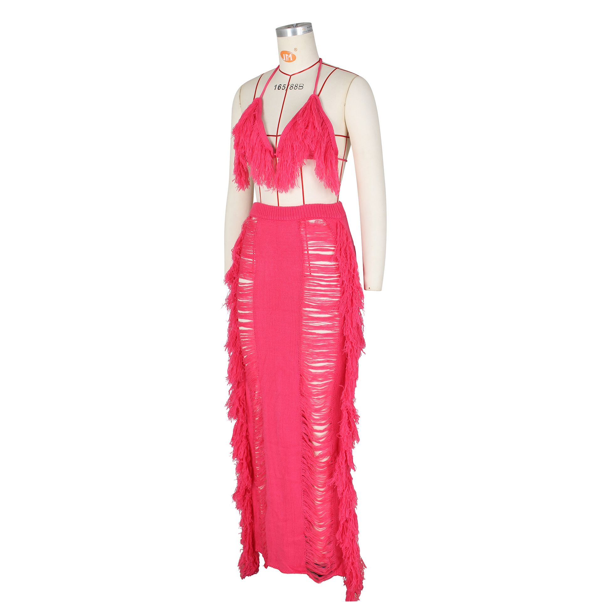 Women's Clothing Women's Sexy Tassel Knitted Beach Dress Set Hot Sale_voghion.com
