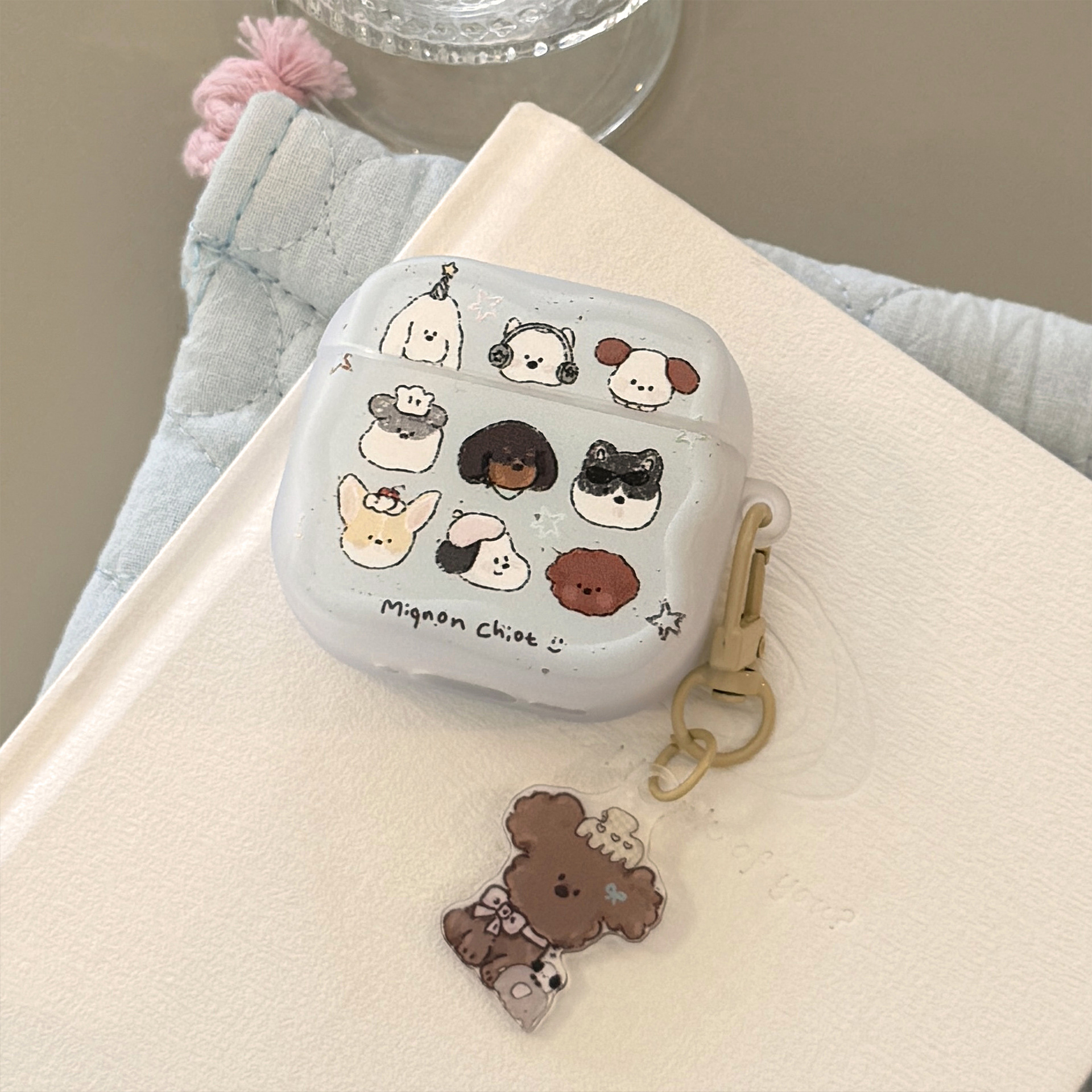 Cute perro creativo para Apple Airpods Pro2 cubierta 1 / 2 Bluetooth 4 generación cubierta de auriculares 3 colgantes de dibujos animados