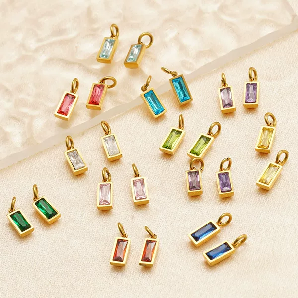 European and American Fashion Stainless Steel December Birthstone Pendant 18K Birthstone DIY Zircon Necklace Earrings Jewelry Accessories